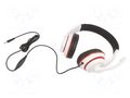 Headphones with microphone; white,black,red; Jack 3,5mm; 1.8m GEMBIRD MHS-03-WTRDBK