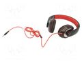 Headphones with microphone; black,red; Jack 3,5mm; headphones GEMBIRD MHS-BOS