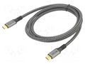 Cable; Thunderbolt 3,USB 4.0; USB C plug,both sides; 1.2m; PVC VCOM CU541M-1.2