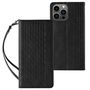 Magnet Strap Case Case for iPhone 13 Pro Max Pouch Wallet + Mini Lanyard Pendant Black, Hurtel 5907769341977 5907769341977