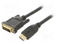 Cable; DVI-D (24+1) plug,HDMI plug; PVC; 3m; black; Core: Cu VCOM CG484G-3.0