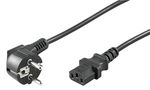 Angled IEC Cord, 3 m, Black, (3*1 mm²), 3 m - safety plug hybrid (type E/F, CEE 7/7) 90° > Device socket C13 (IEC connection) 95142