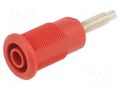 Connector: 4mm banana; socket; 32A; red; nickel plated STÄUBLI BI-SLB4-G/N-22