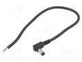 Cable; 2x0.5mm2; wires,DC 5,5/2,1 plug; angled; black; 0.25m BQ CABLE DC.CAB.4201.0020