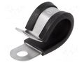 Fixing clamp; ØBundle : 14mm; W: 12.7mm; steel; Cover material: PVC HELLERMANNTYTON AFCS12-BK/ML