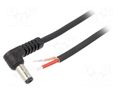 Cable; 1x1mm2; wires,DC 5,5/2,5 plug; angled; black; 1.5m WEST POL A25-TT-C100-150BK