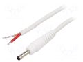 Cable; 1x1mm2; wires,DC 3,5/1,3 plug; straight; white; 0.5m WEST POL P13-TT-C100-050WH
