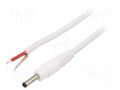 Cable; 1x1mm2; wires,DC 3,5/1,3 plug; straight; white; 1.5m WEST POL P13-TT-C100-150WH