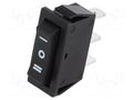 ROCKER; SP3T; Pos: 3; ON-OFF-ON; 15A/250VAC; black; none; 35mΩ NINIGI RS1033C6BK