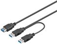 USB 3.0 Dual Power SuperSpeed Cable, black, 0.3 m - 2x USB 3.0 male (type A)  > USB 3.0 female (Type A) 95749