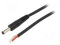 Cable; 1x1mm2; wires,DC 4,8/1,7 plug; straight; black; 1.5m WEST POL P48-TT-C100-150BK