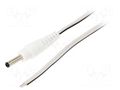 Cable; 2x0.35mm2; wires,DC 3,5/1,3 plug; straight; white; 0.5m WEST POL P13-TT-T035-050WH