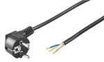 Angled Protective Contact Cable for Assembly, 3 m, Black, (3*1 mm²), 3 m - safety plug hybrid (type E/F, CEE 7/7) 90° > Loose cable ends 96033