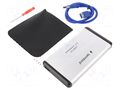 Hard discs housing: 2,5"; USB 3.0; aluminium; silver GEMBIRD EE2-U3S-2-S
