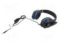 Headphones with microphone; black,blue; Jack 3,5mm; headphones GEMBIRD GHS-05-B