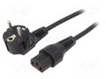 Cable; CEE 7/7 (E/F) plug angled,IEC C13 female; 4m; black; 10A SCHAFFNER / TE Connectivity SCHAFFNER-814383