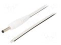 Cable; 2x0.5mm2; wires,DC 3,5/1,3 plug; straight; white; 0.5m WEST POL P13-TT-T050-050WH