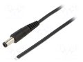 Cable; 2x0.5mm2; wires,DC 5,5/2,1 plug; straight; black; 1.5m WEST POL P21-TT-T050-150BK