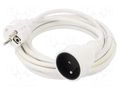 Extension lead; 3x1.5mm2; Schuko; Sockets: 1; PVC; white; 5m; 16A PLASTROL W-97416