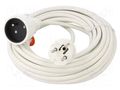 Extension lead; 3x1.5mm2; Schuko; Sockets: 1; PVC; white; 10m; 16A PLASTROL W-97417