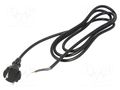 Cable; 2x1mm2; CEE 7/17 (C) plug,wires; PUR; 2m; black; 10A; 230V PLASTROL W-98574
