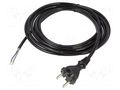Cable; 2x1mm2; CEE 7/17 (C) plug,wires; PUR; 4m; black; 10A; 230V PLASTROL W-98576