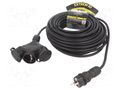 Extension lead; 3x2.5mm2; Sockets: 3; rubber; black; 25m; 16A KEL W-01195