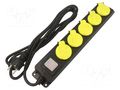 Extension lead; 3x1.5mm2; Schuko; Sockets: 5; rubber; black; 3m; 16A PLASTROL W-99487
