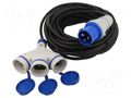 Extension lead; 3x2.5mm2; Sockets: 3; rubber; black; 20m; 16A KEL W-99935