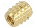 Threaded insert; brass; M2; BN 37915; L: 4mm; for plastic; TRISERT® TAPPEX KVT-145M2