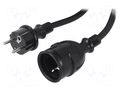 Extension lead; 3x2.5mm2; Sockets: 1; rubber; black; 15m; 16A KEL W-98658