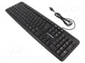 Keyboard; black; USB A; wired,US layout; 1.5m GEMBIRD KB-U-103