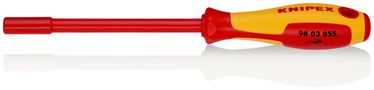 KNIPEX 98 03 055 Nut Driver with screwdriver handle insulated with multi-component grips, VDE-tested burnished 232 mm 98 03 055 4003773026082