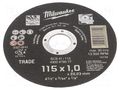 Cutting wheel; Ø: 115mm; Øhole: 22.2mm; Disc thick: 1mm; steel Milwaukee MW-4932479577