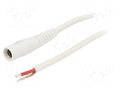Cable; 1x1mm2; wires,DC 5,5/2,1 socket; straight; white; 3m WEST POL S21-TT-C100-300WH