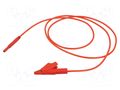 Test lead; 10A; banana plug 2mm,crocodile clip; insulated; red STÄUBLI XALF-10022