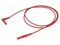 Test lead; 19A; banana plug 4mm,angular banana plug 4mm; red STÄUBLI XMS-484-15022