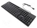 Keyboard; black; USB A; wired,US layout; 1.5m GEMBIRD KB-UM-108