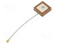 Antenna; GNSS,GPS; 1.5dBi; RHCP; 18x18x4mm; -40÷85°C; Len: 60mm YIC ATIGG1840