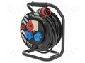 Extension lead; 5x1.5mm2; Sockets: 3; rubber; black; 20m; 16A; POWER PLASTROL W-99243