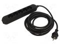Extension lead; 3x1.5mm2; Sockets: 5; PVC; black; 10m; 16A; PRO JONEX 570-PRO-V/1.5-10B
