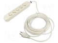 Extension lead; 3x1.5mm2; Sockets: 5; PVC; white; 3m; 16A; PRO JONEX 570-PRO-V/1.5-3.0W