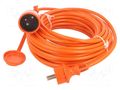 Extension lead; 3x1.5mm2; Sockets: 1; PVC; orange; 15m; 16A KEL W-96982