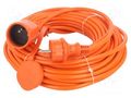 Extension lead; 3x1.5mm2; Sockets: 1; PVC; orange; 20m; 16A KEL W-96984