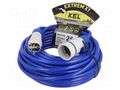 Extension lead; 3x2.5mm2; Sockets: 1; PUR; blue; 25m; 16A KEL W-99159
