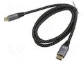 Cable; HDMI plug,both sides; textile; HDMI 2.1; 1.5m; black; 30AWG ART ART-AL-06