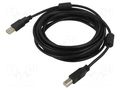 Cable; USB 2.0; USB A plug,USB B plug; 5m; black; Core: Cu ART ART-AL-OEM-102A