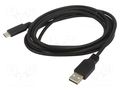 Cable; USB 2.0; USB A plug,USB C plug; 2m; black; Core: Cu; PVC ART ART-AL-OEM-119