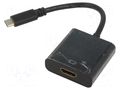 Adapter; HDMI 1.4; HDMI socket,USB C plug; 0.15m; black ART ART-OEM-C7
