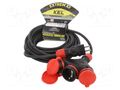 Extension lead; 3x2.5mm2; Sockets: 3; rubber; black; 10m; 16A KEL W-01192